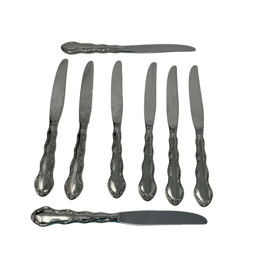 Reed & Barton Summertime Dinner Knives Flatware Set of 8 ‎ Stainless Silverware